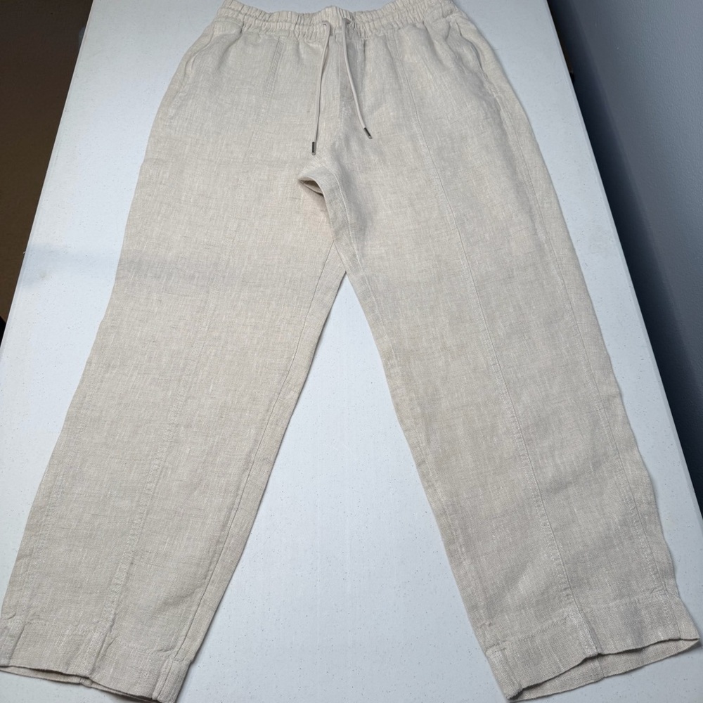Women’s Athleta 100% Linen High-Rise Waistband Zipper Pockets Sz Medium - Picture 11 of 13